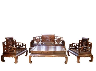 老挝大红酸枝（交趾黄檀）卷书沙发